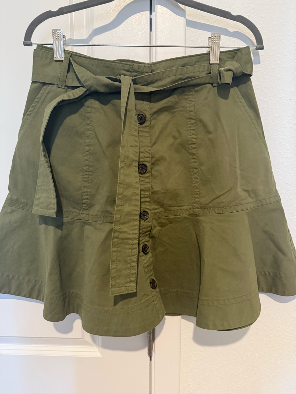 Banana Republic Olive Green Button-Front A-Line Skirt